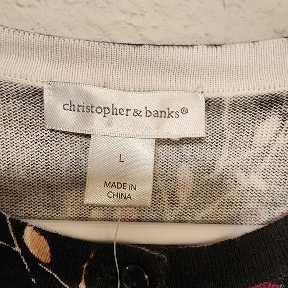 NWT Christopher Banks Floral Black Women's Top Size Large - Picture 3 of 8